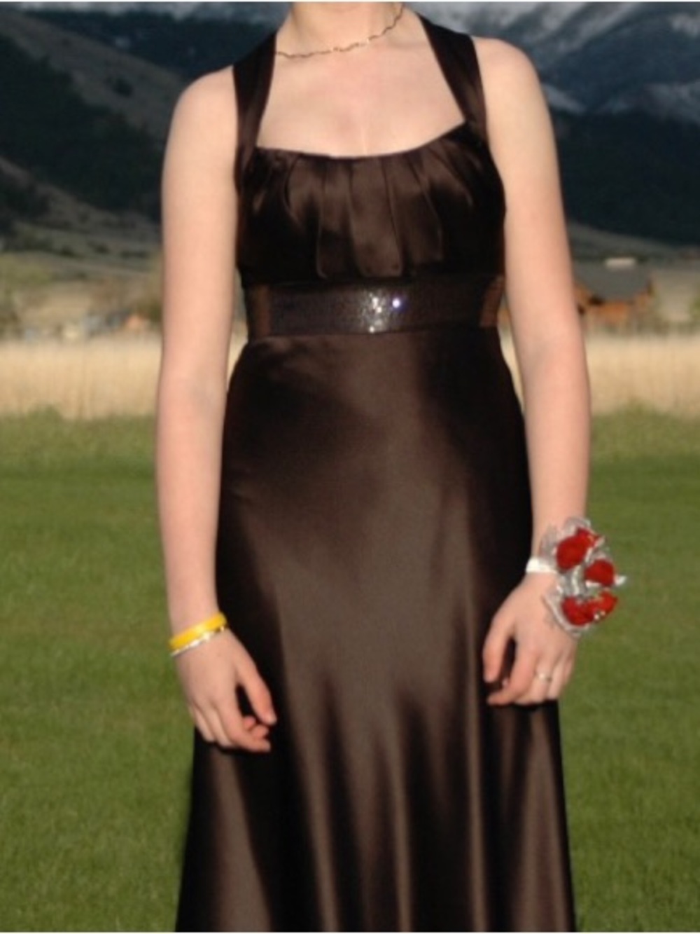 Calvin Klein Black Satin Prom Dress